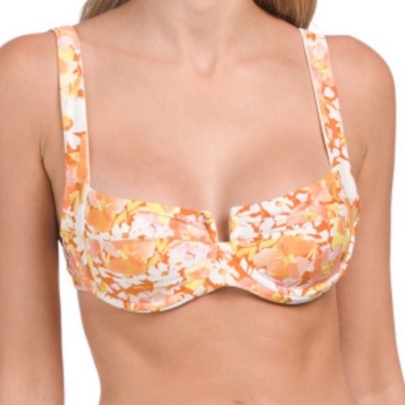 NWT L*Space Camelia bikini top in “what in carnation” print - Picture 1 of 13